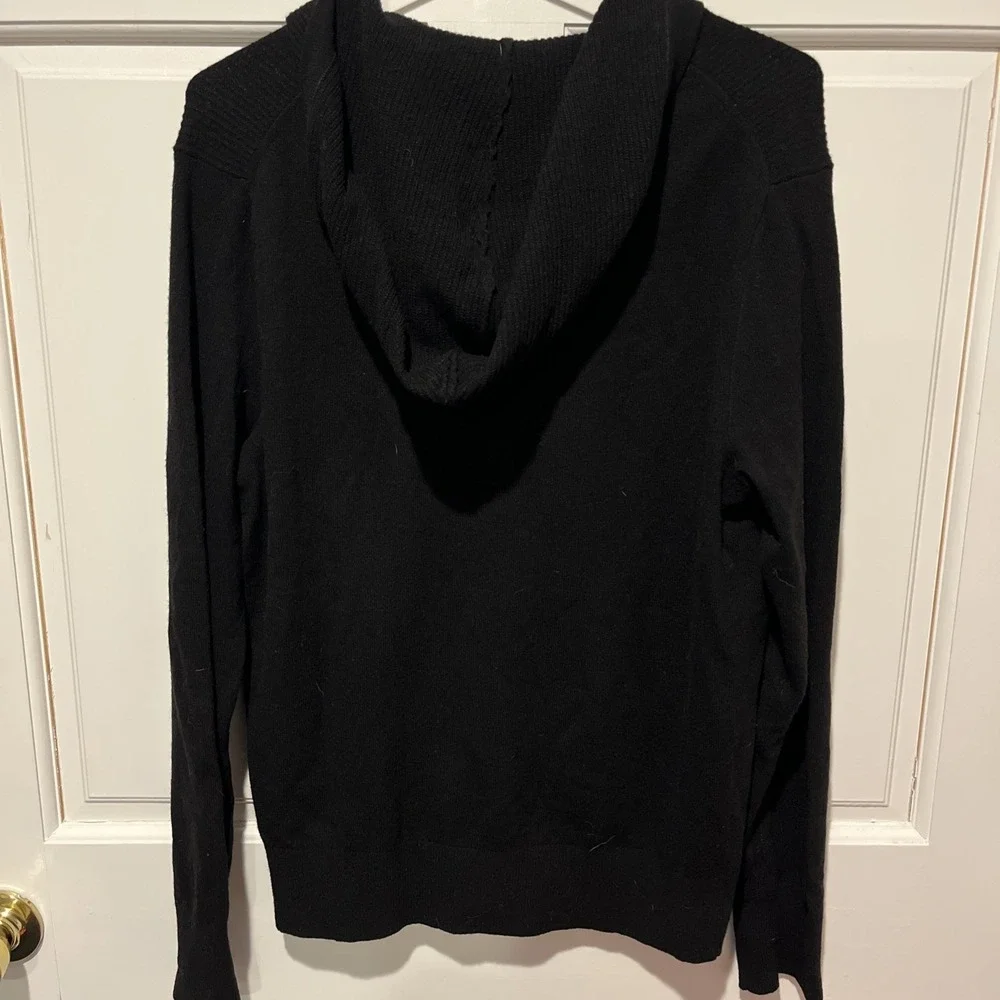 Banana Republic Men's Italian Yarn Wool Blend Black‎ Hooded Sweater Pullover